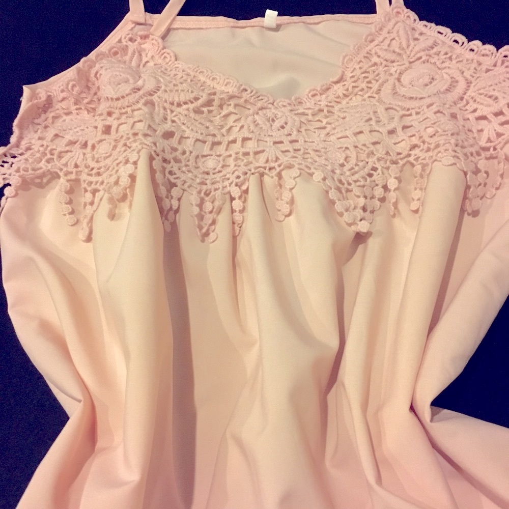 Pale Pink tank blouse with Lace top new - Picture 4 of 7